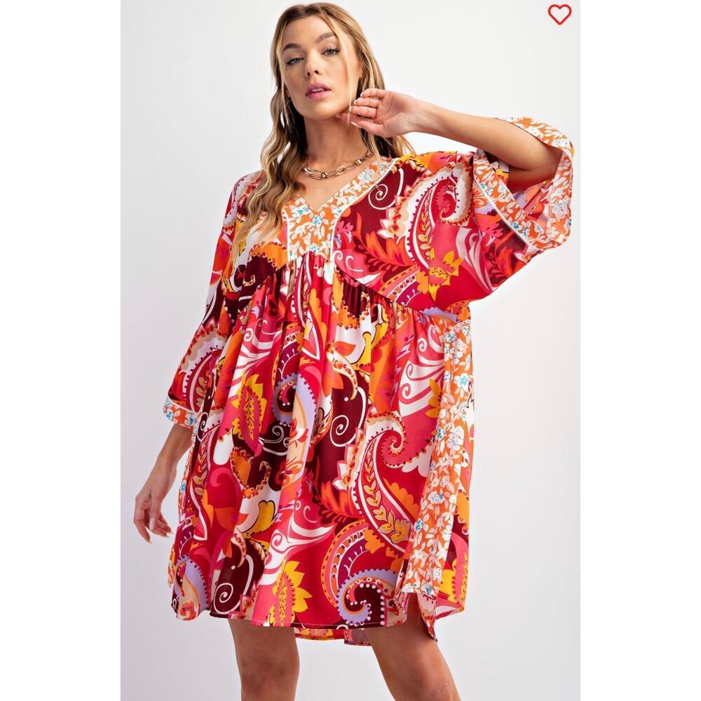 Easel - Printed Dobby Babydoll Dress - Medium - Picture 2 of 4